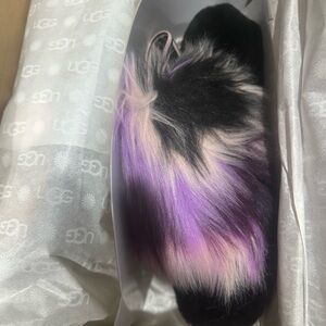 UGG Women's Black and Purple Hair fur slippers
